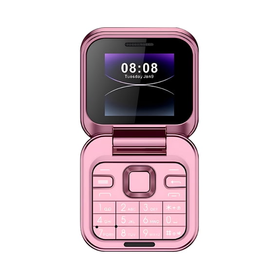 GJX 2026 New Mini Flip Mobile Phone,Foldable Cell Phone with Fm Radio,Large Buttons,Led Flashlight,Sim Card Small Display Foldable Cell Phone,Easy Use,Gift for Father'S Day/Mother'S Day
