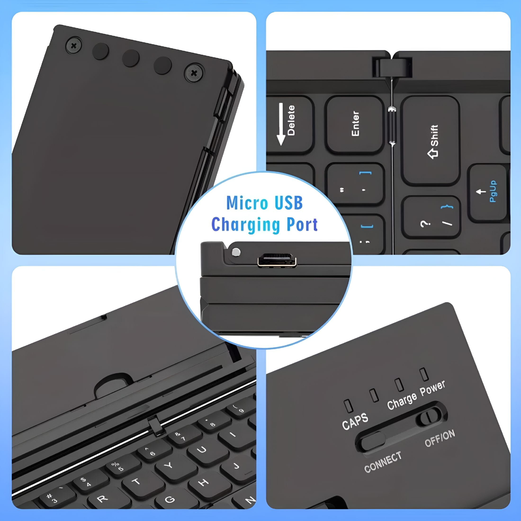 GJX 2026 New Mini Foldable Bluetooth Keyboard for Ios Windows Android for Tablet,Smartphone,Laptop,Travel