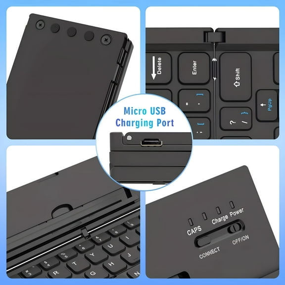 GJX 2026 New Mini Foldable Bluetooth Keyboard for Ios Windows Android for Tablet,Smartphone,Laptop,Travel