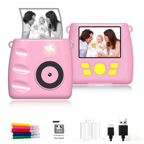 GJX 2026 New Mini Instant Camera with Stain Resistant,Pink,1 Count for Parties,Travel,Events,Family Gatherings,Quick Snapshots.