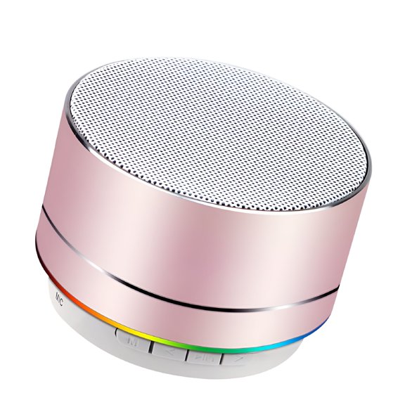 GJX 2026 New Mini Small Portable Wireless Bluetooth Speaker with Led Light and Built-In Mic,Supports Tf Card Playing,Rose Gold