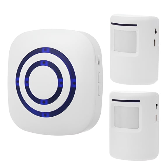 GJX 2026 New Motion Sensor Alarm Wireless Doorbell Plug-In Door Bell Home Security Infrared Detector Alert Kits with 2 Pir Sensors 1 Receiver 38 Chime Tunes Led Indicators