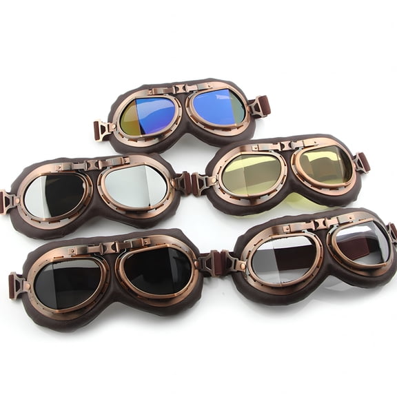 GJX 2026 New Motorcycle Goggles Vintage Aviator Style Motocross Bike Cruiser Scooter Goggle Anti Uv Anti Scratch Dustproof for Cycling Riding Climbing Fishing