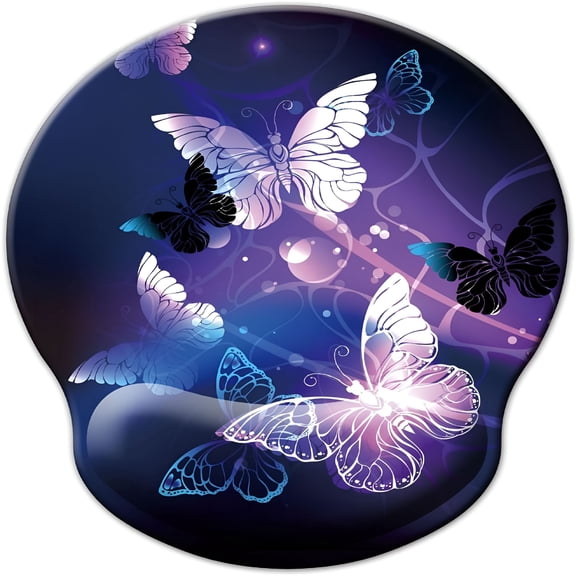 GJX 2026 New Mouse Pad with Wrist Support,Ergonomic Mouse Pad with Memory Foam Wrist Rest Cushion,Non-Slip Rubber Base Gaming Mouse Pad for Home Office Computer Laptop,Butterfly