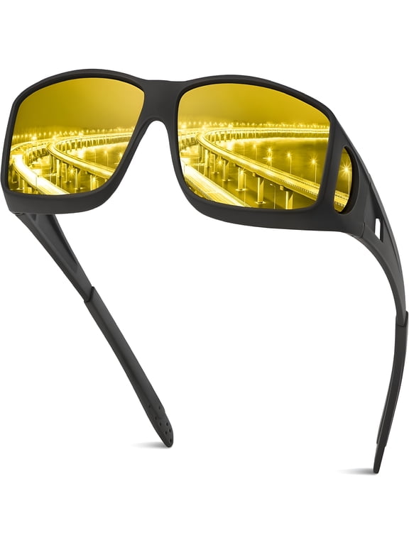 2026 New Night Driving Glasses for Men Women, Night Vision Glasses Fit Over Glasses Sunglasses Anti Glare Polarized Hd for Driving, Cycling, Running, Travel