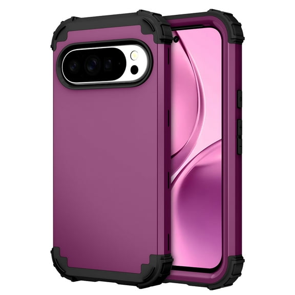 GJX 2026 New Phone Case for Google Pixel 10 /10 Pro,Heavy Duty Military Grade Drop Protection Hybrid Cover,Rugged Shockproof Dustproof Triple-Layers Tough Case,Purple