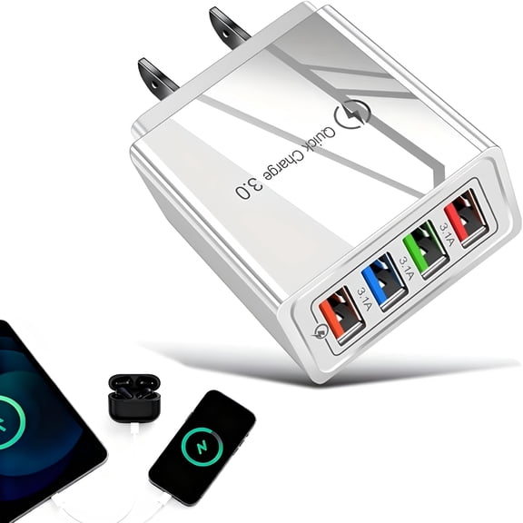 GJX 2026 New Phone Charger,4-Port Wall Charger with Intelligent Temperature Control and Multi-Protection System,Universal Compatibility for All Phones