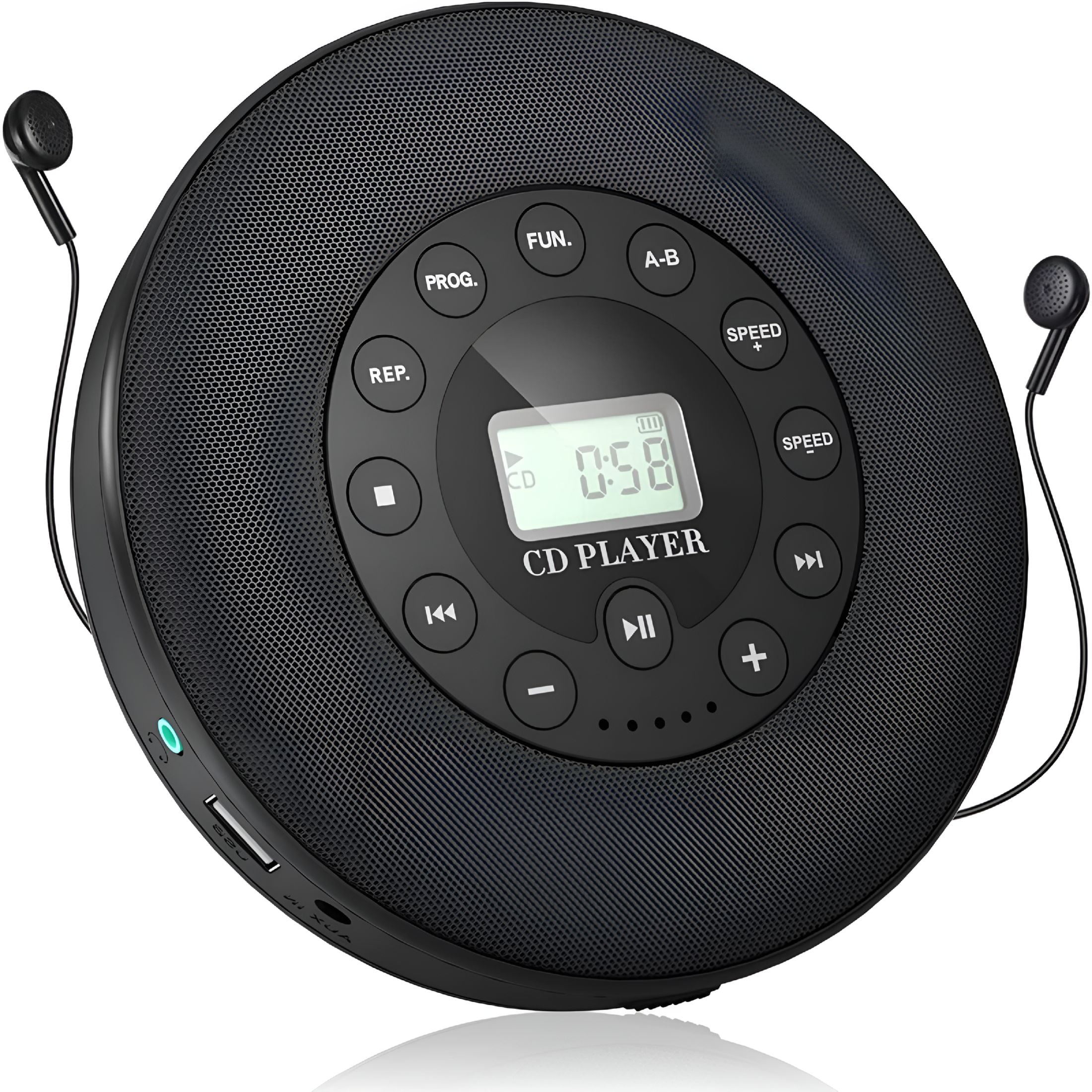 GJX 2026 New Portable Cd Player with Bluetooth,Cd Player Portable with Stereo Speakers,Anti-Skip Cd Walkman for Car with Headphones,Personal Compact Cd Player with Lcd Display/Aux Output for Travel