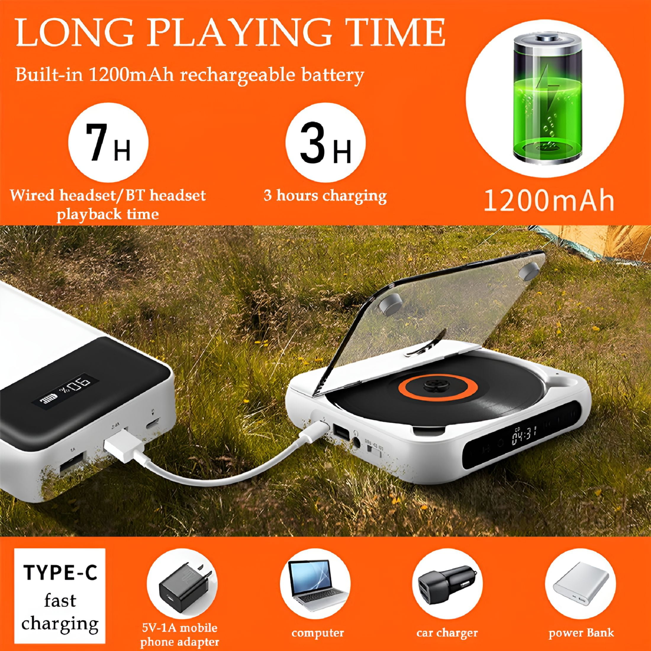 GJX 2026 New Portable Cd Player Bluetooth Speaker Stereo Cd Players Led Screen,For Home Use,Travel,Outdoor Activities,Music Enjoyment,And Personal Listening.