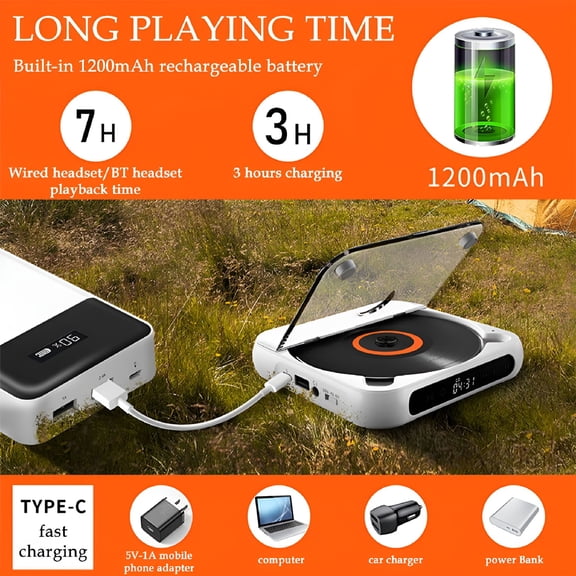 GJX 2026 New Portable Cd Player Bluetooth Speaker Stereo Cd Players Led Screen,For Home Use,Travel,Outdoor Activities,Music Enjoyment,And Personal Listening.