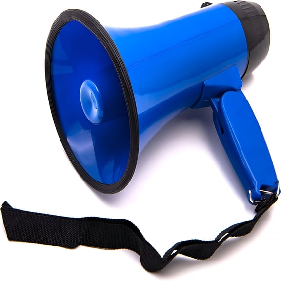 GJX 2026 New Portable Megaphone Bullhorn 20 Watt Power with Built-In Siren/Alarm - Adjustable Volume Bullhorn Megaphone- Strap Powerful and Lightweight