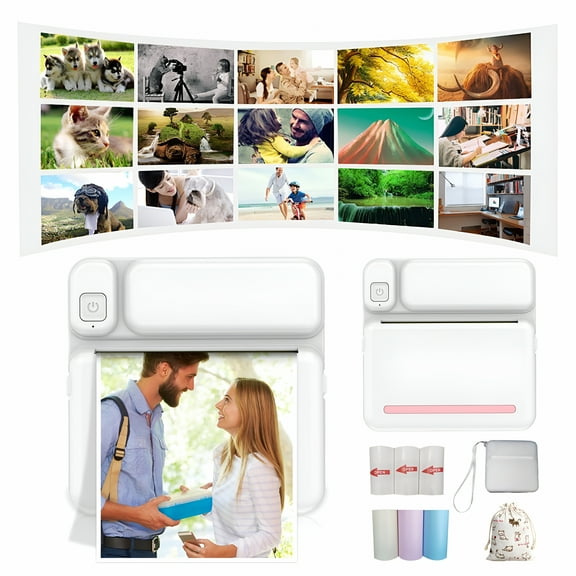 GJX 2026 New Portable Mini Sticker Thermal Photo Printer,White for Photo Printing,Scrapbooking,Gift Making,Party Favors,Travel Memories,Diy Projects.