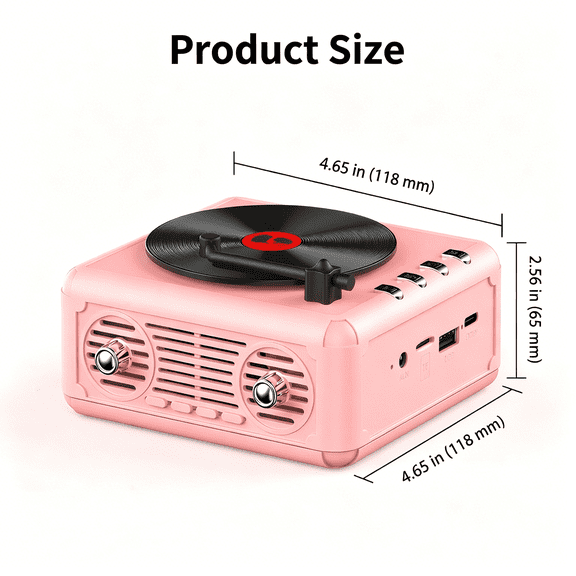 GJX 2026 New Portable Stereo Bluetooth CD Player FM Radio Built-In Speaker Retro CD Player Bluetooth-Compatible Speaker CD Player Portable