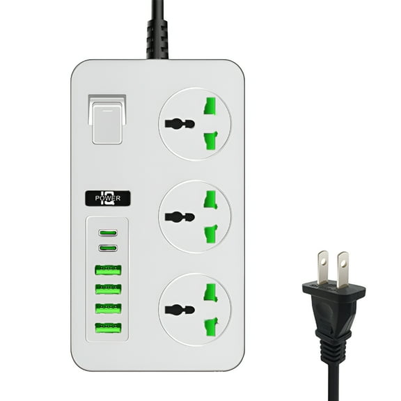 GJX 2026 New Power Strip with Usb Ports,Universal Power Strip with Usb and Type C Port,Surge Protector with 6 Usb on Off Button 78.7In Extension Cord with Multiple Usb Outlets 3000W