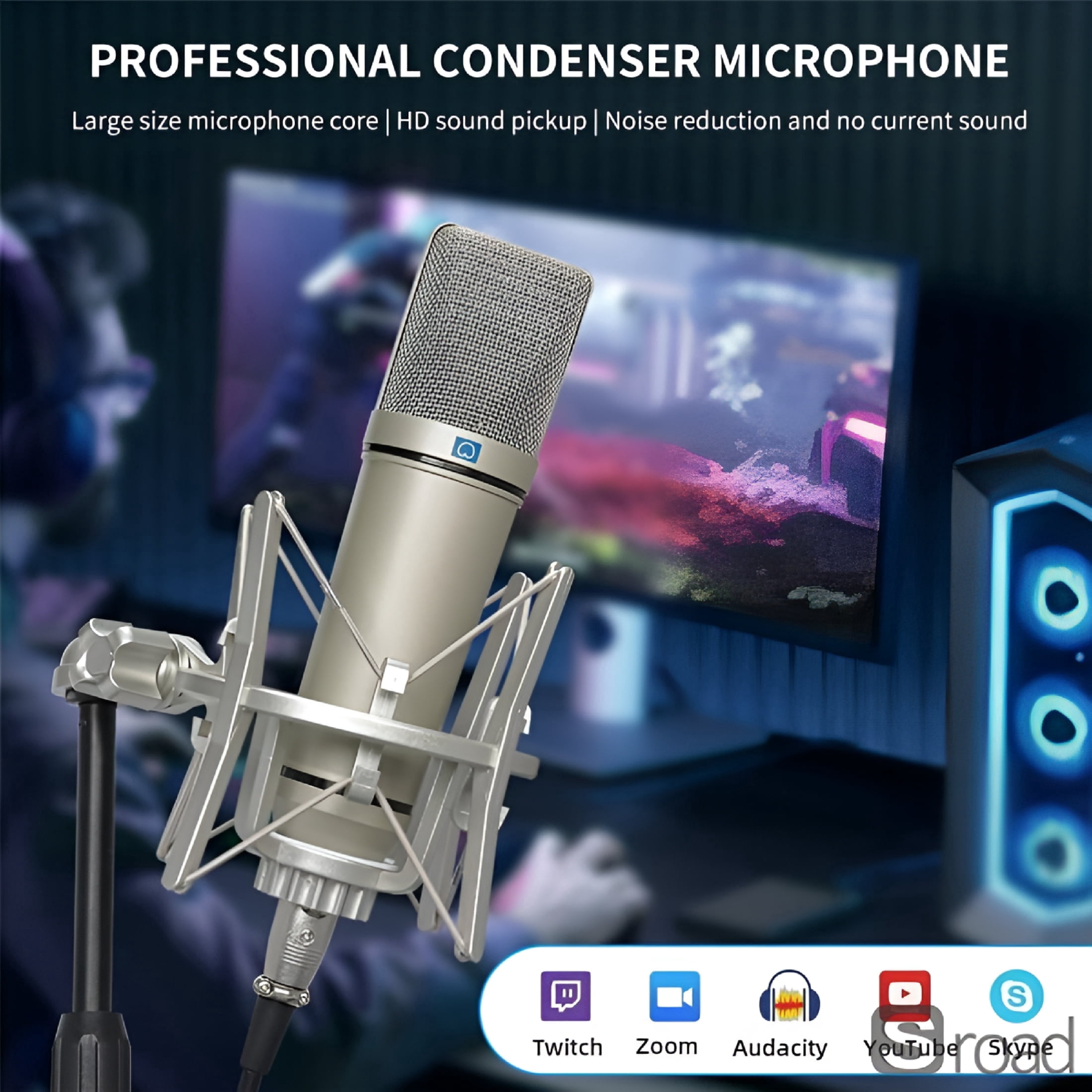GJX 2026 New Professional Cardioid Xlr Condenser Microphone,Studio Recording Mic for Podcasting,Voice Over,Streaming,Home Studio Use