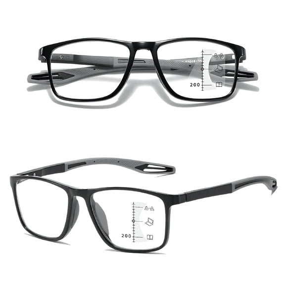 GJX 2026 New Progressive Multifocus Reading Glasses Blue Light Blocking Computer Readers for Women Men Rectangular Sports Eyewear Lightweight Magnification Presbyopia Eyeglasses