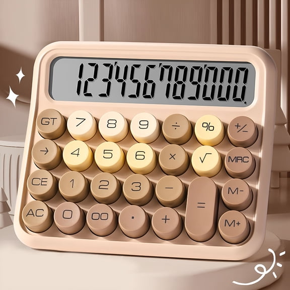 GJX 2026 New Purple Mechanical Calculator-12-Digit 5-Inch Lcd Display with 15 Tilt Screen&Big Buttons Office Calculators,Cute Retro Office Desktop Calculator for Daily Use&Basic Work.