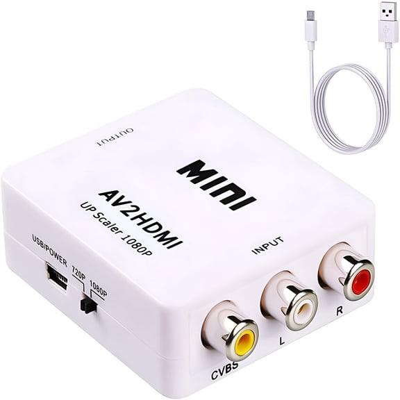 GJX 2026 New Rca to Hd Multimedia Connection Converter,Av to Hd Multimedia Connection Converter,1080P Mini Rca Composite Cvbs Video Audio Converter Adapter Support Pal/Ntsc for Tv/Blue-Ray Dvd Player