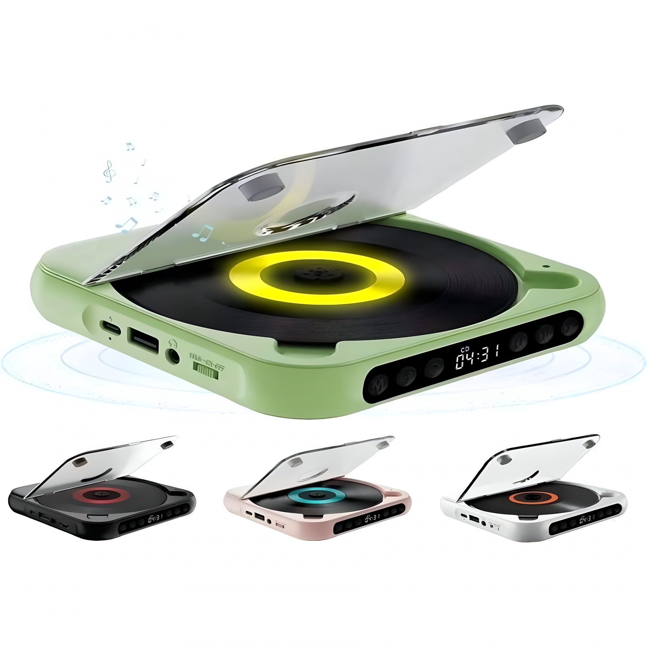 GJX 2026 New Retro Wireless Cd Player with Bluetooth Speaker | Portable Rechargeable Boombox for Car,Travel&Home | Anti-Shock,Play Cds/Usb/Sd/Fm Radio,Long Battery Life