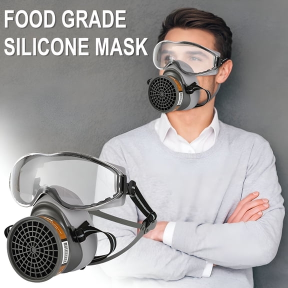 GJX 2026 New Reusable Face Gas Mask Cover,Paint Protection Face Mask for Work,Chemical and Paint Dust Protection,Heavy Duty Industrial Safety Cover for Work Environments