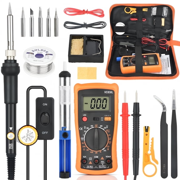 GJX 2026 New Soldering Iron Kit with Multimeter,60W Adjustable Temperature Electric Soldering Iron Set for Electronics Repair, Circuit Board Soldering, Diy Projects, Hobby Work.