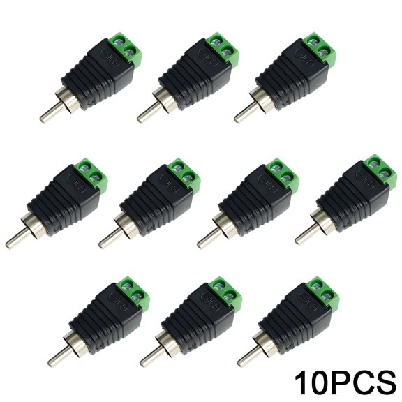GJX 2026 New Speaker Wire Cable to Audio Rca Male Cable Connector,10 Count for Home,Studio,Car,Theater,Party,Office,Gaming,Music,Recording
