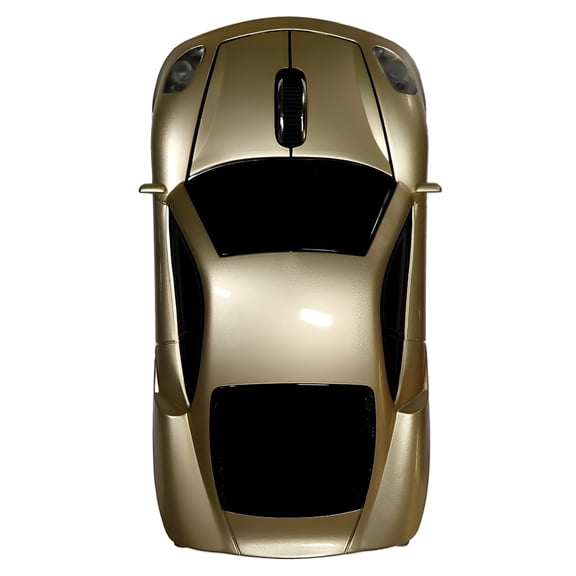 GJX 2026 New Sports Car Computer Mouse with Led Headlights,1600 Dpi 2.4 Ghz Wireless Mouse for Pc & Mac,Gold for Gaming,Office,Home,Travel,Study