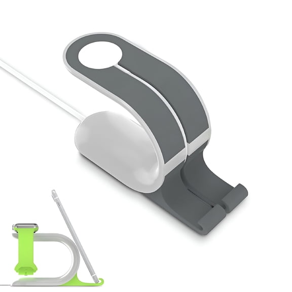 DESIGNICE Silicone Desk Stand Watch Charging Dock for Watch & iPhone Simultaneously,Silver