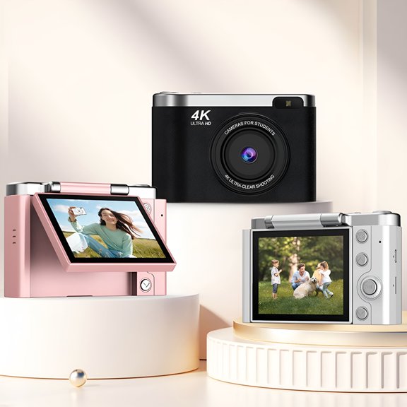 GJX 2026 New Student Digital Camera for Travel,Vlogging,Study,Photography 2.8-Inch Flip Screen,1080P Autofocus Camera with Selfie Beauty Mode,Black