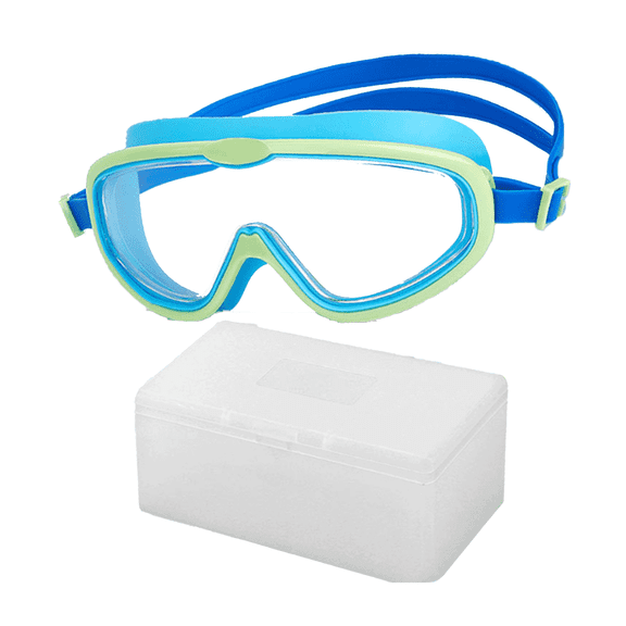 GJX 2026 New Swimming Goggles Anti-Fog Technology with Hd Lenses Kids Swim Goggles Double-Layer Lens Kids Goggles Green Blue for Swimming Pool Beach Water Sports Summer Activities