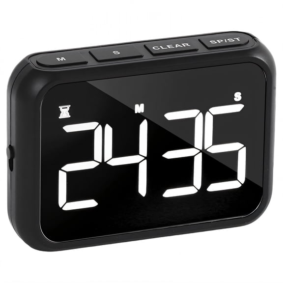GJX 2026 New Timer Multi Mount Options Timer Outlet Loud Volume Control Large Capacity Battery Time Timer for Kitchen Office Study Classroom Black