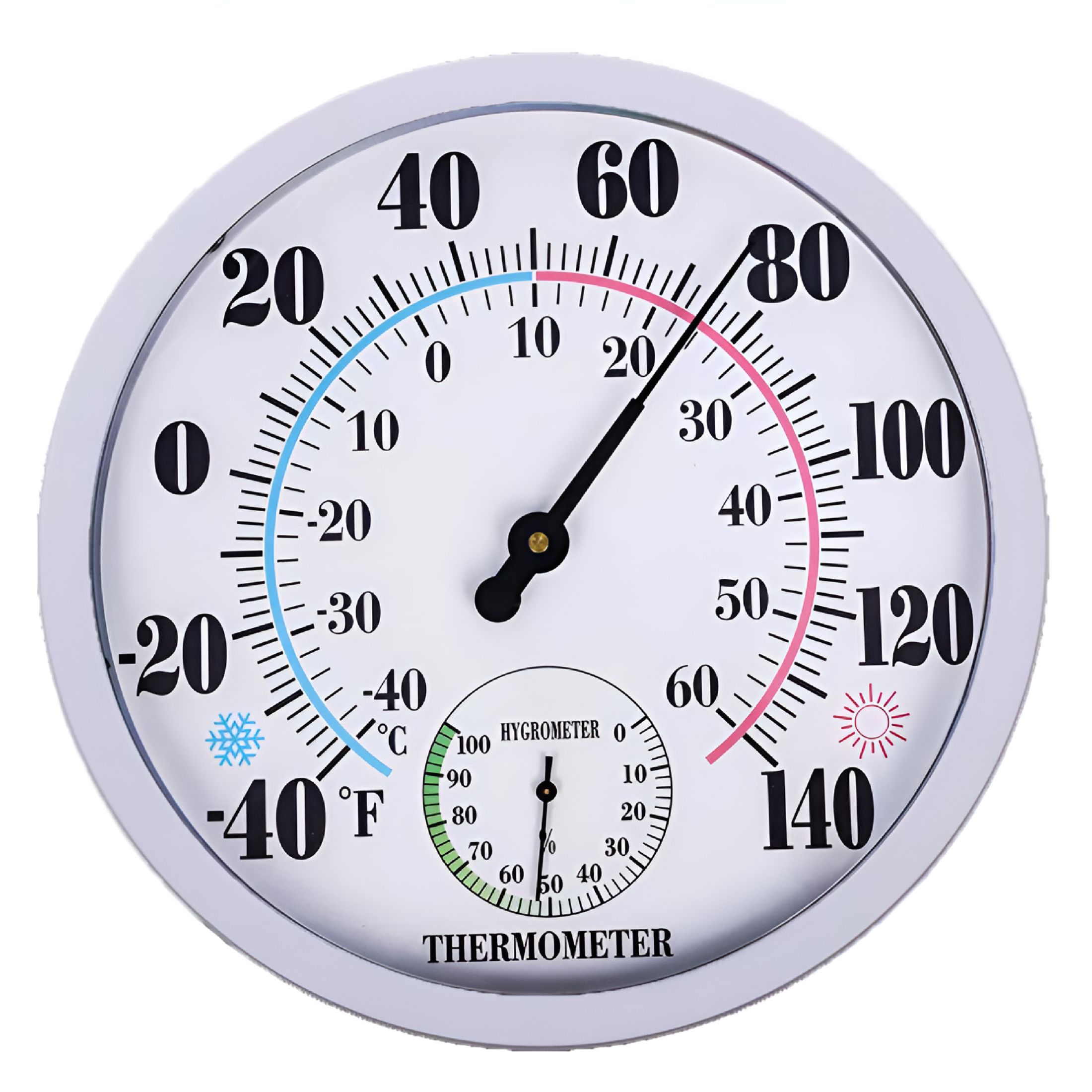 GJX 2026 New Timers Indoor Outdoor Thermometer Large Wall Thermometer-Hygrometer Waterproof Does Not Require Battery, for Home, Office, Garden, Patio, Outdoor Spaces, Garage, Porch