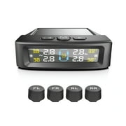 GJX 2026 New Tire Pressure Monitoring System Tpms with Solar and Usb Charger,4 Tire Sensors and 6 Alarm Modes,Auto On/Off and Voice Prompt Tpms with Color Lcd Screen for Rv,Sedan,Mpv,Etc.,0-87 Psi
