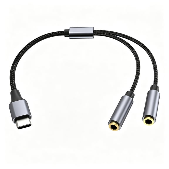 GJX 2026 New Type C to 3.5Mm Jack Headphone Y Splitter Extender Stereo Audio Cable 1 Male to 2 Female Dual Earphones Cable 3.5Mm Splitter