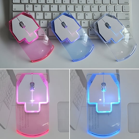 GJX 2026 New Ultra-Thin Transparent 2.4Ghz Wireless Optical Luminous Mouse for Pc Laptop,Office,Home,Gaming,Travel,Work,Study,Daily Use.