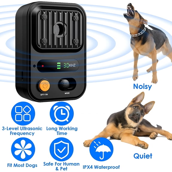 GJX 2026 New Ultrasonic Anti-Barking Device, Auto Dog Bark Control Ipx4 Waterproof for Most Dogs for Home, Yard, Training, Travel, Black
