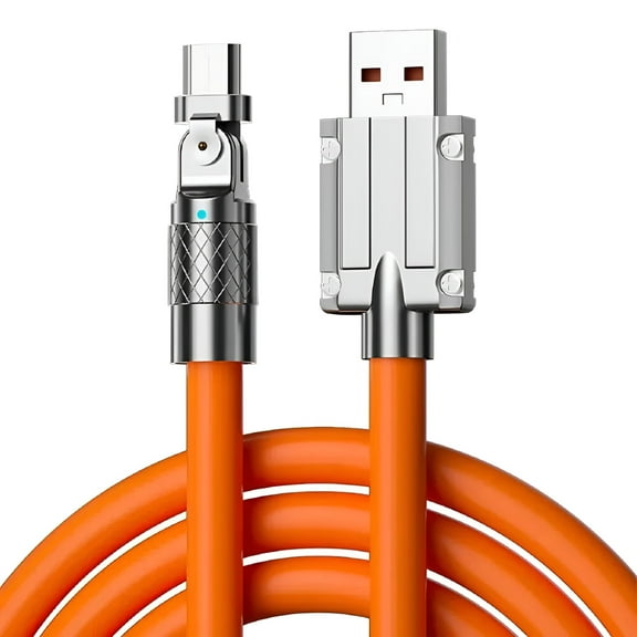 GJX 2026 New Unbreakable Zinc Alloy 120W 6A Fast Charging Data Cable Micro Usb Wire Cord 180 Rotatable Phone Cables 2M for Charging,Data Transfer,Office Use,Gaming,Travel,Quick Power-Up