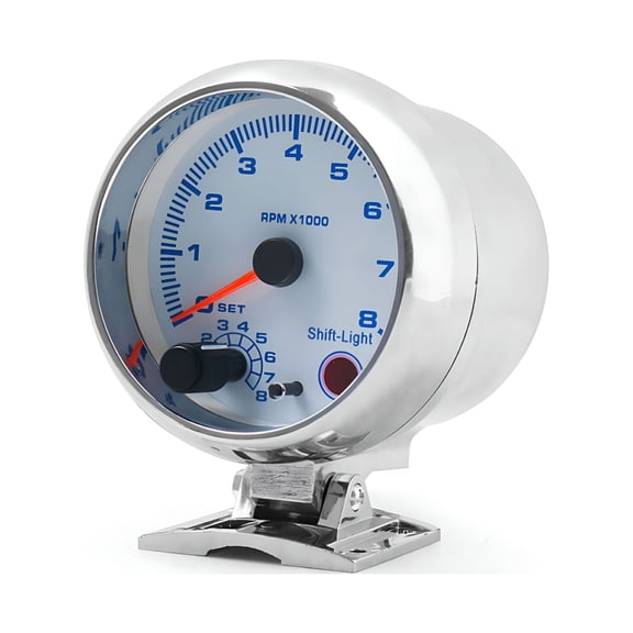 GJX 2026 New Universal Car Tachometer Gauge-3.75'' Silver with Blue Inter Shift Light,0-8000 Rpm Range
