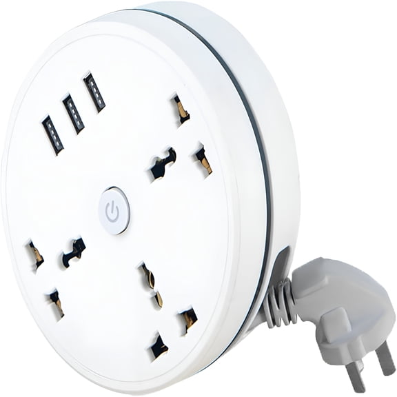 GJX 2026 New Universal Power Strip,Retractable Right Wrapped Around Extension Cord with 3 Outlets 3 Usb Ports Small Portable Desk Charging for Business,Office,Travel Cruise