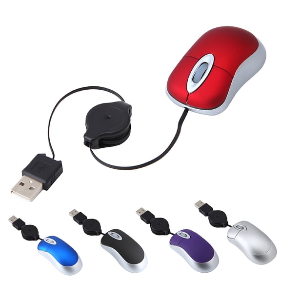 GJX 2026 New Universal Telescopic 3 Keys 1600Dpi Computer Laptop Usb Optical Mini Wired Mouse,Silver for Work,Gaming,Home Office,Travel,Laptop,Daily Use.