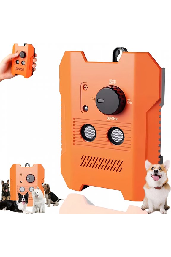 2026 New Upgraded Ultrasonic Anti Barking Device, Dog Bark Control Device with 3 Modes for Indoor Outdoor Use, 50Ft Range, Safe for Small Medium Large Dogs, Orange