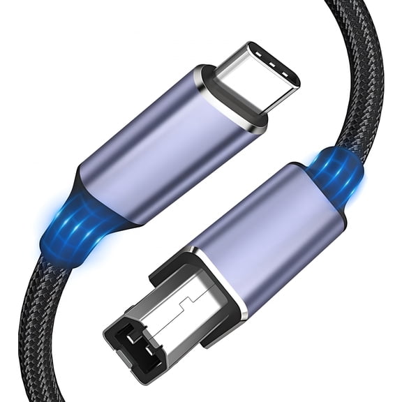 GJX 2026 New Usb B to Usb C Printer Cable 3.3 Ft,Nylon Usb B to Usb C Cable for Laptop,Midi Cable Compatible with Midi Keyboard/Dj Controller/Dac for Ipad for Laptops,Printers,Midi Devices,Ipad