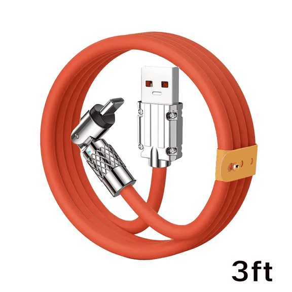 GJX 2026 New Usb Cable High-Speed Transmission Micro Usb Cable Charging Indicator Safe and Fast Charging Usb Type C Cable for Charging Data Sync Orange 3Ft