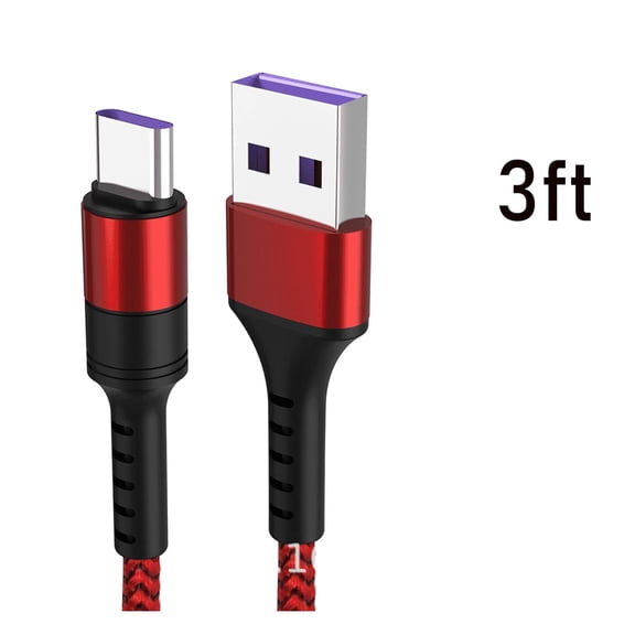 GJX 2026 New Usb Cable Nylon Braided Micro Usb Cable Usb Type C Cable with Data Transfer for Charging Syncing Gaming Travel Office Red 3Ft
