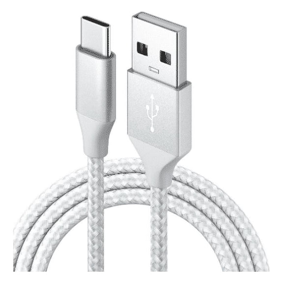 GJX 2026 New Usb Cable Nylon Braided Usb Type C Cable Micro Usb Cable Data Braided Cable for Android Smartphone Sumsang Huawei for Charging,Data Transfer,Home,Travel Silver and White 6Ft
