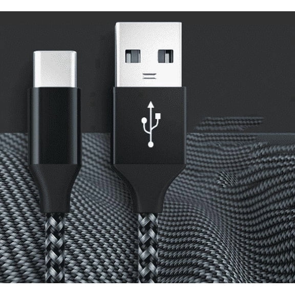GJX 2026 New Usb Cable Nylon Braided Usb Type C Cable Micro Usb Cable Data Braided Cable for Android Smartphone Sumsang Huawei for Home Office Travel Black and White 6Ft