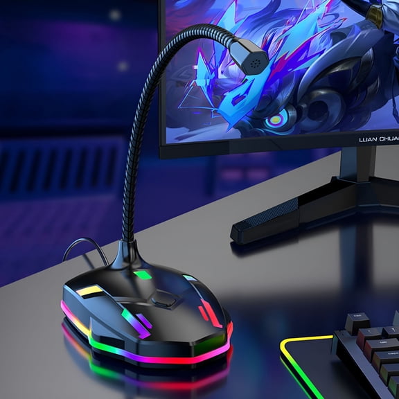 GJX 2026 New Usb Computer Microphone with Mute Button,Led Light,High-Def Sound for Pc&Laptops-63Inch Cable,Plug&Play,Noise Reduction for Streaming,Gaming,Podcasting Black