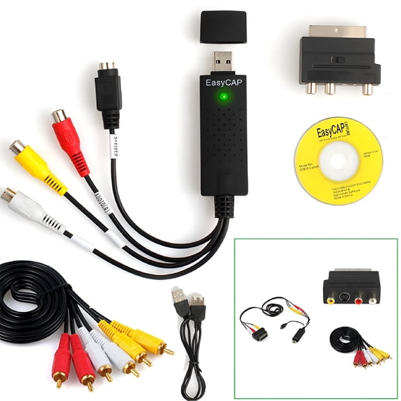 GJX 2026 New Vhs to Digital Converter Rca to Usb Audio Video Converter Convert Vhs to Digital From Vhs Vcr Mini Dv Hi8 Dvd for Mac/Pc