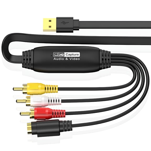 GJX 2026 New Vhs to Digital Converter Usb 2.0 Video Converter Audio Capture Card for Windows Mac Linux for Home,Office,Archiving,Editing(Male Port)