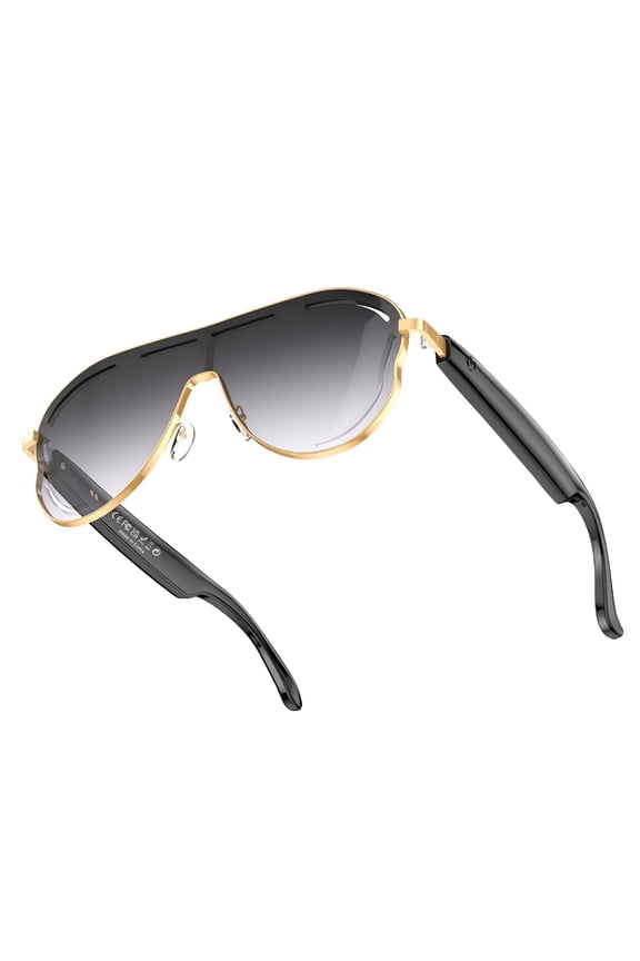 2026 New Video Call Translation Ai Smart Glasses European and American Large Frame Bluetooth Audio Glasses Stainless Steel Sunglasses